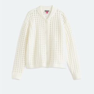 NWT Vince Camuto Cream Pointelle Knit Cardigan | Button Front | Size L